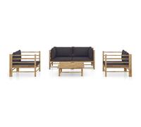 vidaXL Ensemble de salon de jardin 5 pièces avec coussins gris foncé en bambou