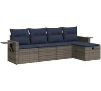 vidaXL Ensemble de salon de jardin 5 pièces avec coussins Gris Poly rotin
