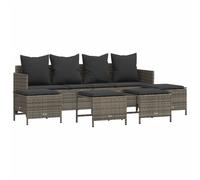 vidaXL Ensemble de salon de jardin 5 pièces avec coussins Gris Poly rotin