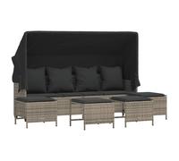 vidaXL Ensemble de salon de jardin 5 pièces avec coussins Gris Poly rotin