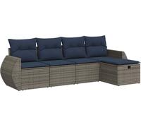 vidaXL Ensemble de salon de jardin 5 pièces avec coussins Gris Poly rotin