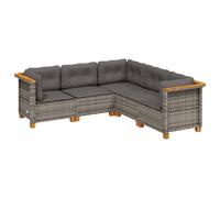 vidaXL Ensemble de salon de jardin 5 pièces avec coussins Gris Poly rotin