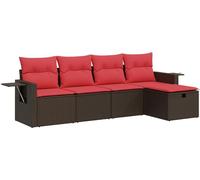 vidaXL Ensemble de salon de jardin 5 pièces avec coussins Marron Poly Rattan