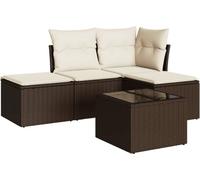 vidaXL Ensemble de salon de jardin 5 pièces résine tressée avec coussins Marron