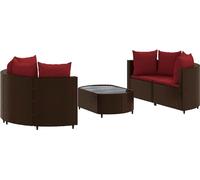 vidaXL Ensemble de salon de jardin 5 pièces avec coussins Marron Poly Rattan