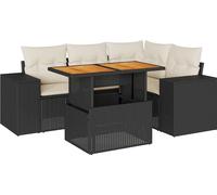 vidaXL Ensemble de salon de jardin 5 pièces en poly rotin avec coussins noir