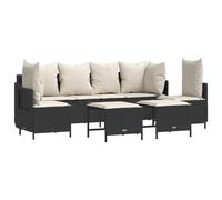 vidaXL Ensemble de salon de jardin 5 pièces avec coussins noir poly rotin