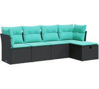 vidaXL Ensemble de salon de jardin 5 pièces avec coussins noir poly rotin