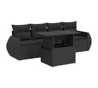 vidaXL Ensemble de salon de jardin 5 pièces en résine tressée poly rotin noir avec coussins