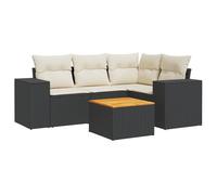 vidaXL Ensemble de salon de jardin 5 pièces avec coussins, poly rotin – Noir