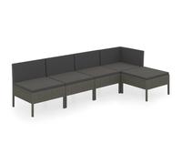 vidaXL Ensemble de salon de jardin 5 pièces avec coussins Poly Rattan Gris