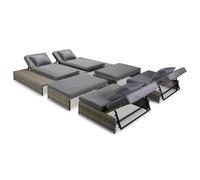 vidaXL Ensemble de salon de jardin 5 pièces Poly Rattan résine tressée coussins gris