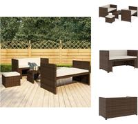 vidaXL Ensemble de salon de jardin 5 pièces avec coussins Poly Rotin Marron - Ensemble de meubles de jardin