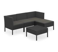 vidaXL Ensemble de salon de jardin 5 pièces avec coussins Poly rotin noir