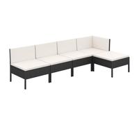 vidaXL Ensemble de salon de jardin 5 pièces avec coussins Poly rotin noir
