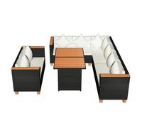 vidaXL Ensemble de salon de jardin 5 pièces avec coussins Poly rotin noir