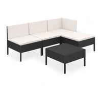 vidaXL Ensemble de salon de jardin 5 pièces avec coussins Poly rotin noir