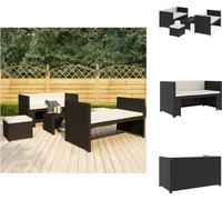 vidaXL Ensemble de salon de jardin 5 pièces avec coussins Poly rotin noir - Ensemble de meubles de jardin