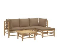 vidaXL Ensemble de salon de jardin 5 pièces avec coussins Taupe Bambou