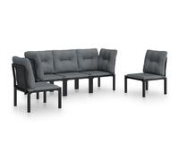 vidaXL Ensemble de salon de jardin 5 pièces noir et gris poly rotin
