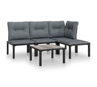 vidaXL Ensemble de salon de jardin 5 pièces noir et gris poly rotin