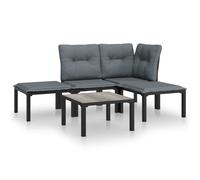 vidaXL Ensemble salon de jardin 5 pièces en résine tressée (poly rotin) 4 personnes noir/gris