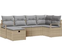 vidaXL Ensemble de salon de jardin 6 pièces, 6 places, beige et gris clair, en résine tressée
