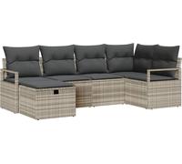 vidaXL Ensemble de salon de jardin 6 pièces, 6 places, gris clair, en résine tressée