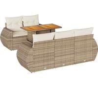 vidaXL Ensemble de salon de jardin 3327215 – 6 pièces avec coussins en résine tressée Beige