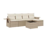 vidaXL Ensemble de salon de jardin 6 pièces avec coussins Beige Poly Rattan