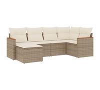 vidaXL Ensemble de salon de jardin 6 pièces avec coussins Beige Poly Rattan