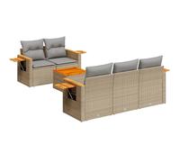vidaXL Ensemble de salon de jardin 6 pièces en résine tressée avec coussins Beige