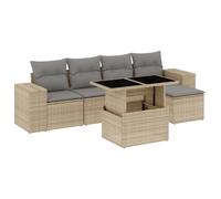vidaXL Ensemble de salon de jardin 6 pièces avec coussins Beige Poly Rattan