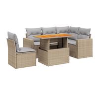vidaXL Ensemble de salon de jardin 6 pièces avec coussins Beige Poly Rattan