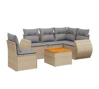 vidaXL Ensemble de salon de jardin 6 pièces avec coussins Beige Poly Rattan
