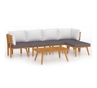 vidaXL Ensemble de salon de jardin 6 pièces avec coussins en bois massif d'acacia