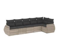 vidaXL Ensemble de salon de jardin 6 pièces modulable en résine tressée avec coussins gris clair