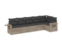 vidaXL Ensemble de salon de jardin 6 pièces avec coussins gris clair Poly rotin