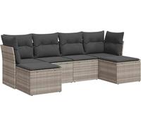vidaXL Ensemble de salon de jardin 6 pièces avec coussins gris clair Poly rotin