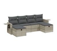vidaXL Ensemble de salon de jardin 6 pièces avec coussins gris clair Poly rotin
