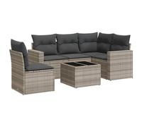 vidaXL Ensemble de salon de jardin 6 pièces avec coussins gris clair Poly rotin