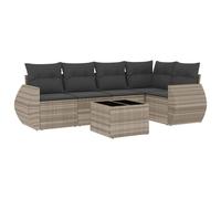 vidaXL Ensemble de salon de jardin 6 pièces avec coussins gris clair Poly rotin