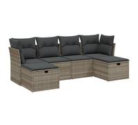 vidaXL Ensemble de salon de jardin 6 pièces avec coussins gris clair Poly rotin