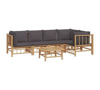 vidaXL Ensemble de salon de jardin 6 pièces avec coussins gris foncé en bambou