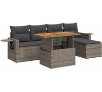 vidaXL Ensemble de salon de jardin 6 pièces avec coussins Gris Poly rotin