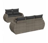 vidaXL Ensemble de salon de jardin 6 pièces avec coussins Poly rotin Gris
