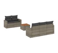 vidaXL Ensemble de salon de jardin 6 pièces avec coussins Gris Poly rotin