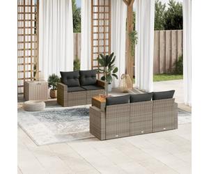 vidaXL Ensemble de salon de jardin 6 pièces avec coussins Gris Poly rotin