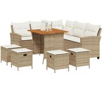 vidaXL Ensemble de salon de jardin 6 pièces avec coussins L-Form Beige Poly Rattan