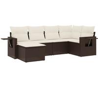 vidaXL Ensemble de salon de jardin 6 pièces avec coussins Marron Poly Rattan